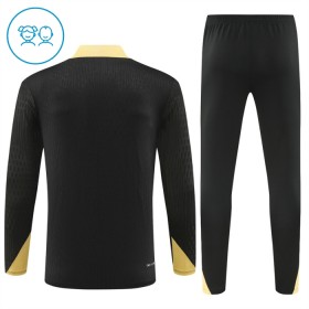 Barcelona Børn Trænings Sweatshirt Dragt 2024-25 Sort Kvart-Zip